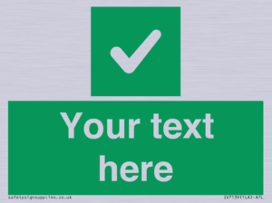 Custom green background, green square with tick sign